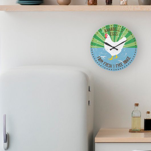 名前をカスタムするヴィンテージサインルック新鮮な卵ラージクロ ラージ壁時計