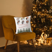 名前をカスタムするヴィンテージフォトコラージファミリークリスマス クッション