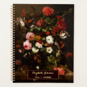 名前をカスタムするヴィンテージフローラアート金ゴールドモノグラム2026 プランナー手帳 (正面)