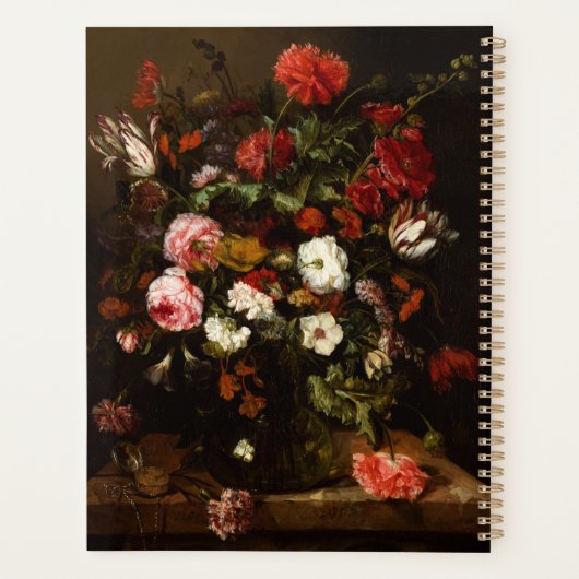 名前をカスタムするヴィンテージフローラアート金ゴールドモノグラム2026 プランナー手帳 (裏面)