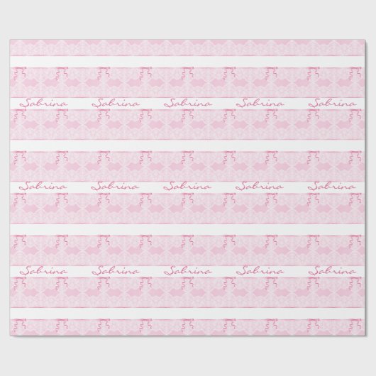 名前をカスタムするヴィンテージレース女の子ベビーシャワー ラッピングペーパー (フラット)