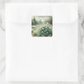 名前をカスタムするヴィンテージ水カラーフローラ雪だる スクエアシール (バッグ)