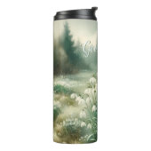 名前をカスタムするヴィンテージ水カラーフローラ雪だる タンブラー (回転左)