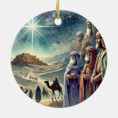 名前をカスタムするヴィンテージ水彩三賢人 セラミックオーナメント (裏面)