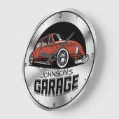 名前をカスタムするヴィンテージ空冷VDub車庫 ラージ壁時計 (傾斜)