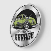 名前をカスタムするヴィンテージ空冷VDub車庫 ラージ壁時計 (傾斜)