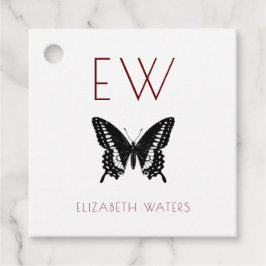 名前をカスタムするヴィンテージ蝶メッセージカード フェイバータグ