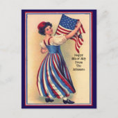 名前をカスタムするヴィンテージ7月4日愛国国旗 ポストカード (正面)