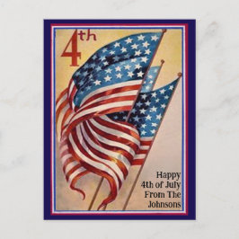 名前をカスタムするヴィンテージ7月4日愛国国旗 ポストカード