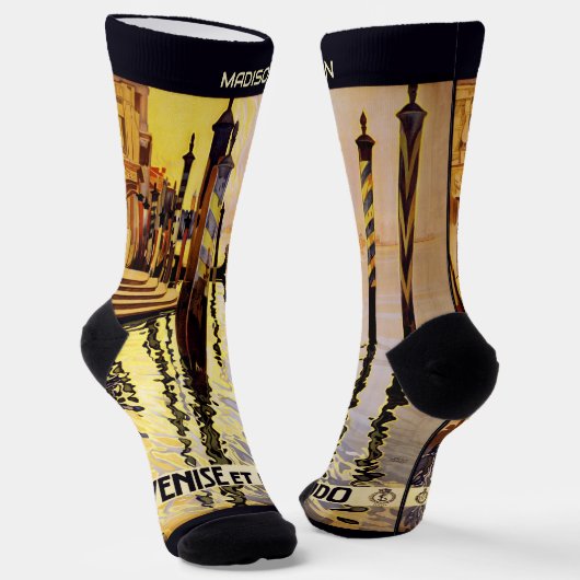 名前をカスタムするヴェネツィア（ヴェニス）ヴィンテージトラベル ソックス (傾斜あり)