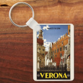 名前をカスタムするヴェローナイタリアヴィンテージトラベル キーホルダー (正面)