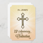 名前をカスタムする七十五周年叙階招待状 招待状 (正面/裏面)