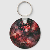 名前をカスタムする不気味な血の月ハロウィンアルコールインク キーホルダー (裏面)
