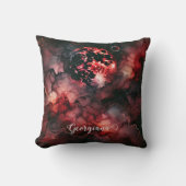 名前をカスタムする不気味な血の月ハロウィンアルコールインク クッション (正面)