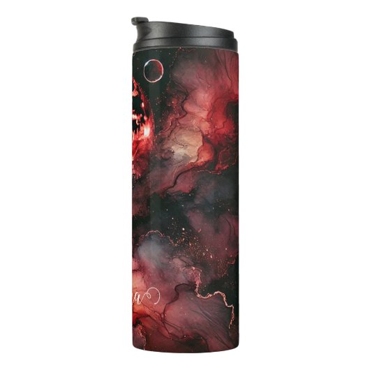 名前をカスタムする不気味な血の月ハロウィンアルコールインク タンブラー (回転右)