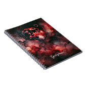 名前をカスタムする不気味な血の月ハロウィンアルコールインク ノートブック (右側)