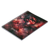 名前をカスタムする不気味な血の月ハロウィンアルコールインク ノートブック (左側)