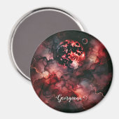 名前をカスタムする不気味な血の月ハロウィンアルコールインク マグネット (正面/裏面)