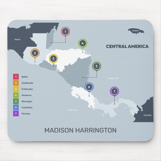 名前をカスタムする中央アメリカの地図 マウスパッド (正面)