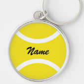 名前をカスタムする付きイエローテニスボールキーチェーン キーホルダー (正面)