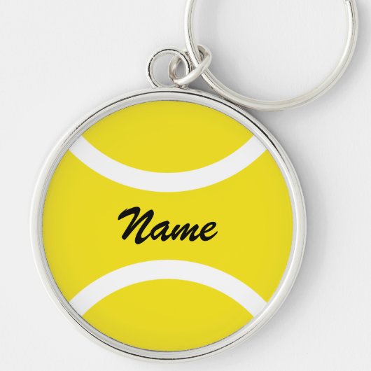 名前をカスタムする付きイエローテニスボールキーチェーン キーホルダー (正面)
