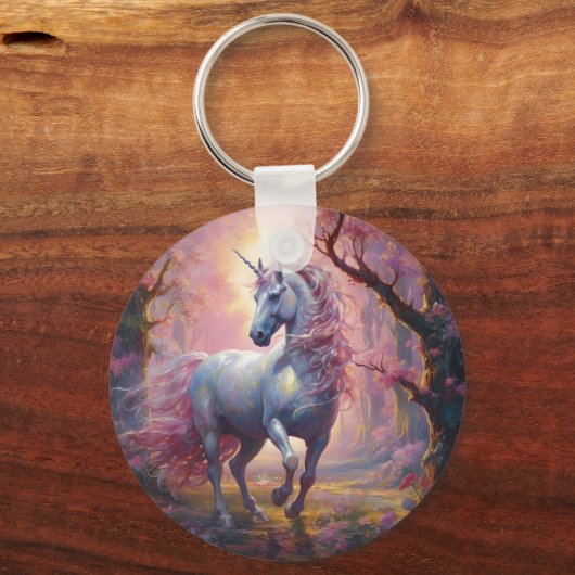 名前をカスタムする付きピンクと白のユニコーンキーチェーン キーホルダー (裏面)
