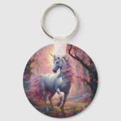 名前をカスタムする付きピンクと白のユニコーンキーチェーン キーホルダー (裏面)