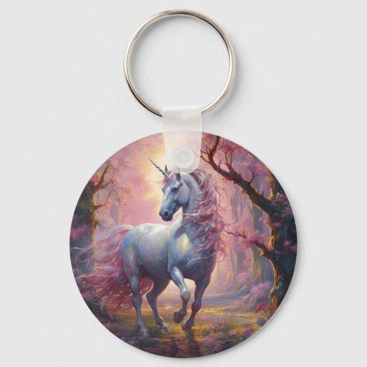 名前をカスタムする付きピンクと白のユニコーンキーチェーン キーホルダー (裏面)