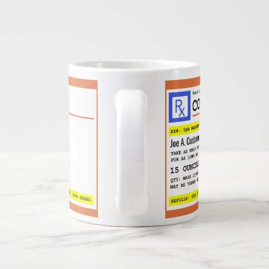 名前をカスタムする付き処方箋コーヒージャンボマグ ジャンボコーヒーマグカップ (裏面)