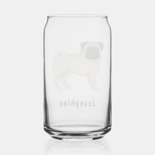 名前をカスタムする付き愛犬かわいい漫画のモップ ガラス缶 (裏面)