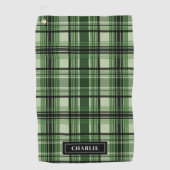 名前をカスタムする付き緑黒格子模様 ゴルフタオル (正面)