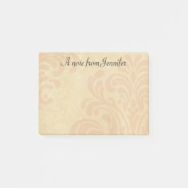 名前をカスタムする付き繊細なピンクとベージュダマスク ポストイット