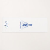 名前をカスタムする付き青 – 白ヨガポーズ ヨガマット (正面(横))