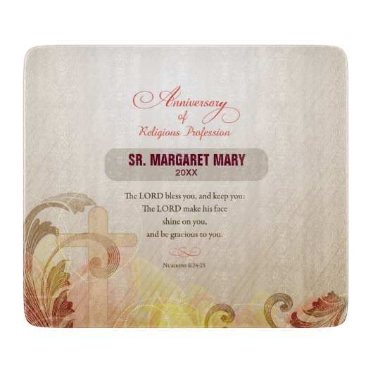 名前をカスタムする修道院60周年宗教 カッティングボード (正面)