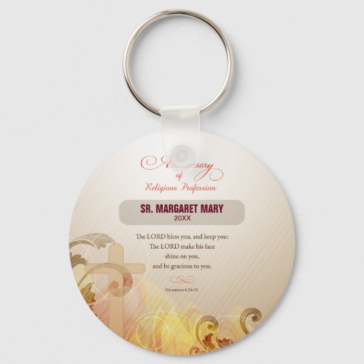 名前をカスタムする修道院60周年宗教 キーホルダー (正面)