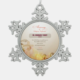 名前をカスタムする修道院60周年宗教 スノーフレークピューターオーナメント