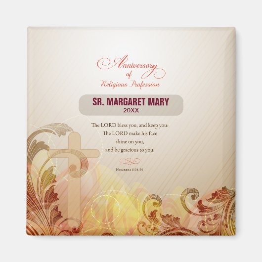 名前をカスタムする修道院60周年宗教 マグネット (正面)