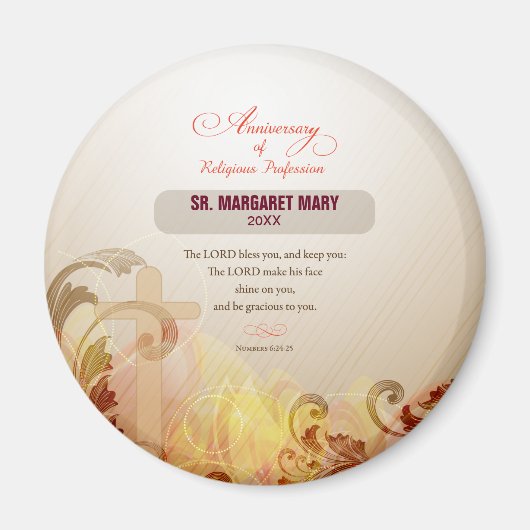 名前をカスタムする修道院60周年宗教 マグネット (正面)