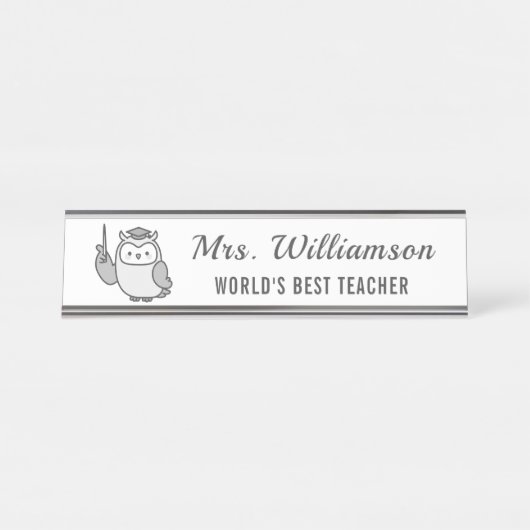 名前をカスタムする先生の感謝からOwl A Note デスクネームプレート (正面)