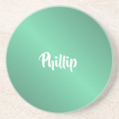 名前をカスタムする光沢ターコイズ コースター (正面)