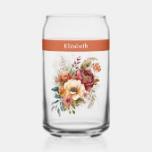 名前をカスタムする内向き孤独な花オレンジ ガラス缶 (正面)