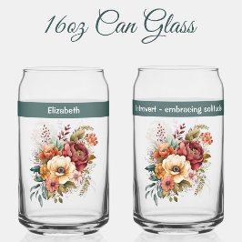 名前をカスタムする内向き孤独な花グリーン ガラス缶