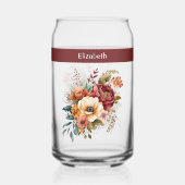 名前をカスタムする内向き孤独な花ピンク ガラス缶 (正面)