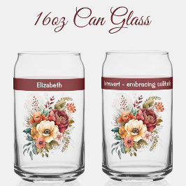 名前をカスタムする内向き孤独な花ピンク ガラス缶