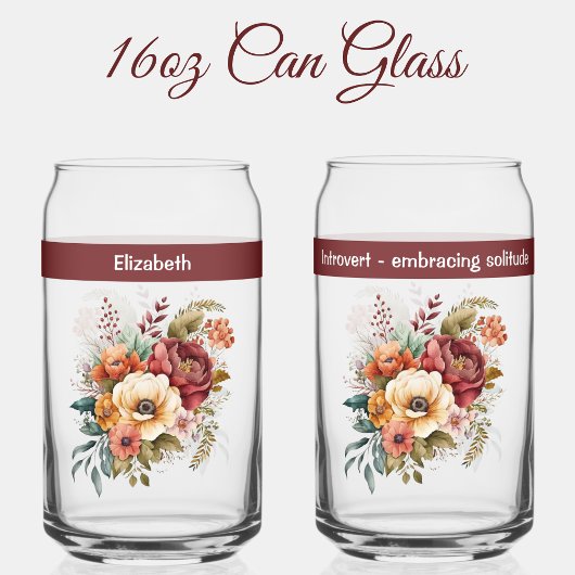 名前をカスタムする内向き孤独な花ピンク ガラス缶