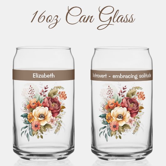 名前をカスタムする内向き孤独な花茶色 ガラス缶