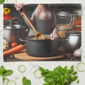 名前をカスタムする写真おもしろいSphynx猫シェフ調理師 キッチンタオル (折り畳み)