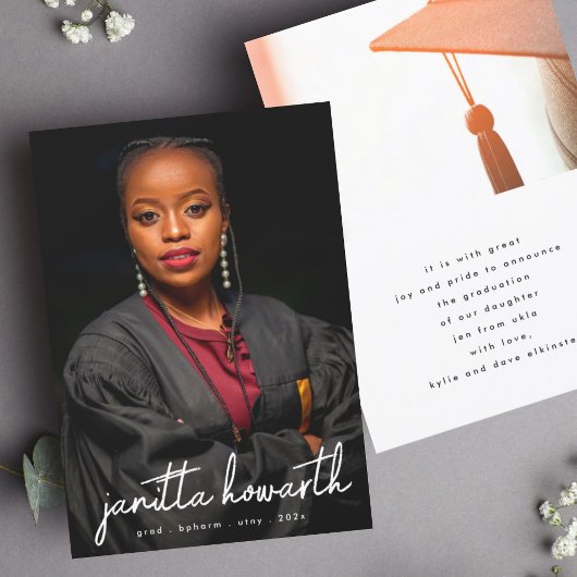 名前をカスタムする写真テンプレート大学卒業 案内状