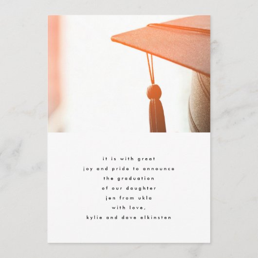 名前をカスタムする写真テンプレート大学卒業 案内状 (裏面)