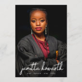 名前をカスタムする写真テンプレート大学卒業 案内状 (正面)